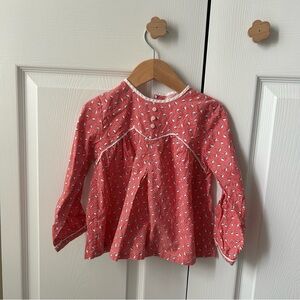Girls' Coral Floral Long-Sleeve Peplum Top